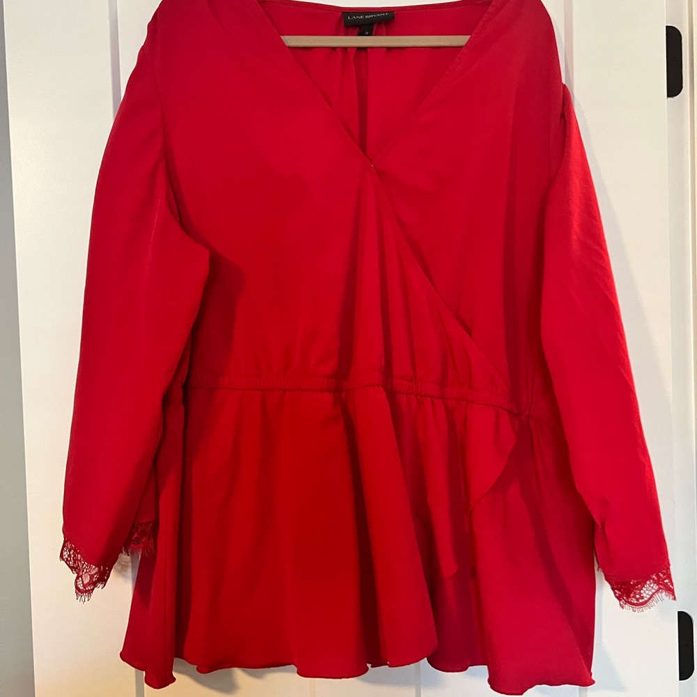 Lane Bryant Vibrant Red Blouse